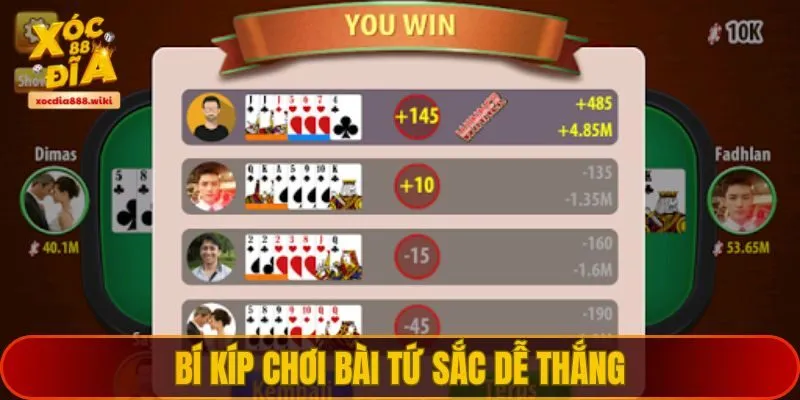 Một số kinh nghiệm chơi bài tứ sắc XOCDIA88